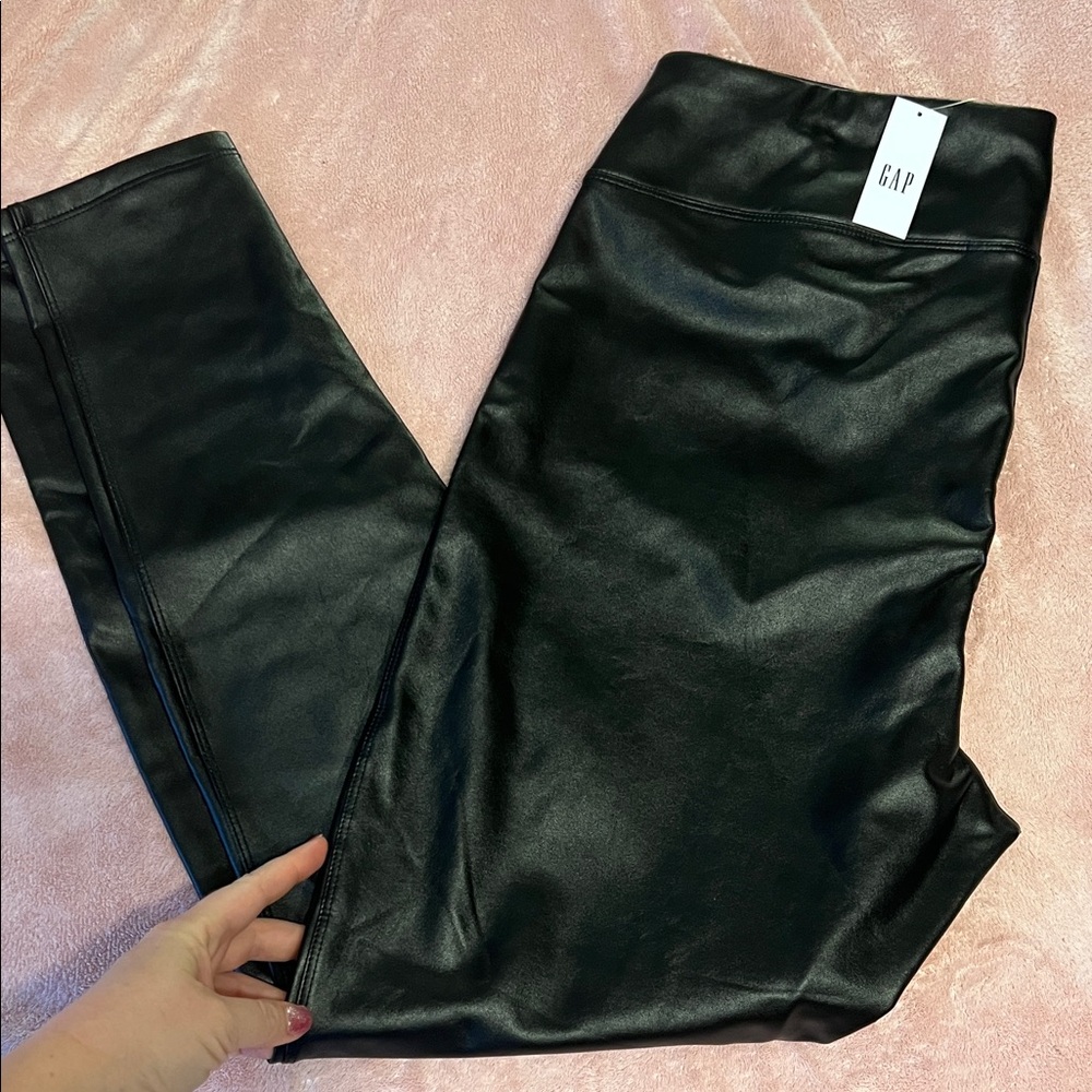 GAP Shiny Black Faux Leather Pants